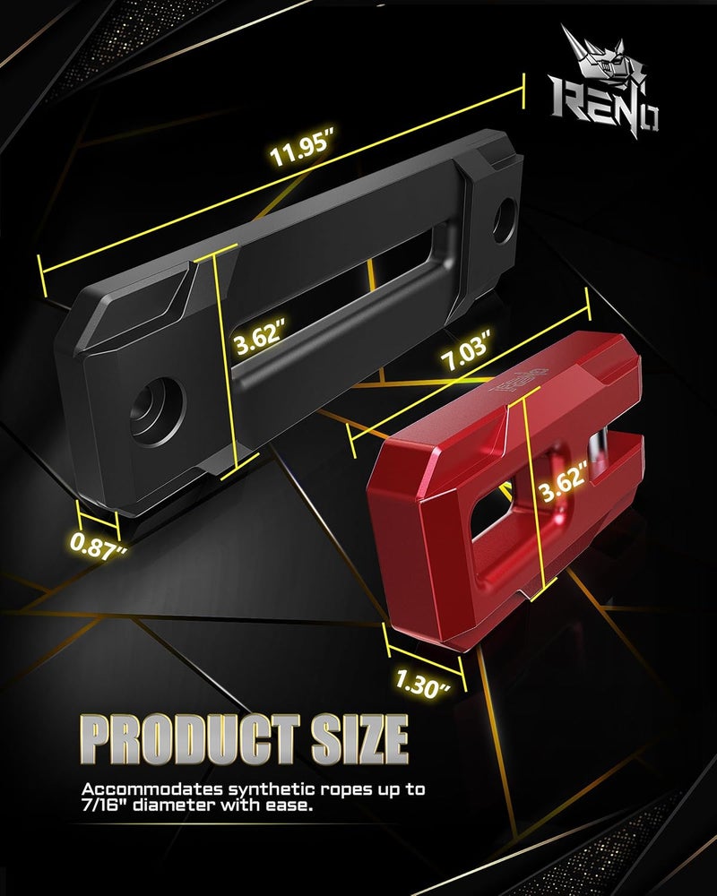 Reno Winch Shackle with Fairlead, Aluminum Hawse Fairlead with Winch Shackle Fit for Synthetic Rope 30,000 lbs Compatible with SUV Truck Off-Road Vehicle Towing Recovery (Red, 1 Pack) - Image 4